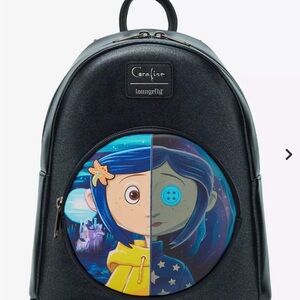 NWT Loungefly Genuine Coraline Split Face Iridescent Backpack